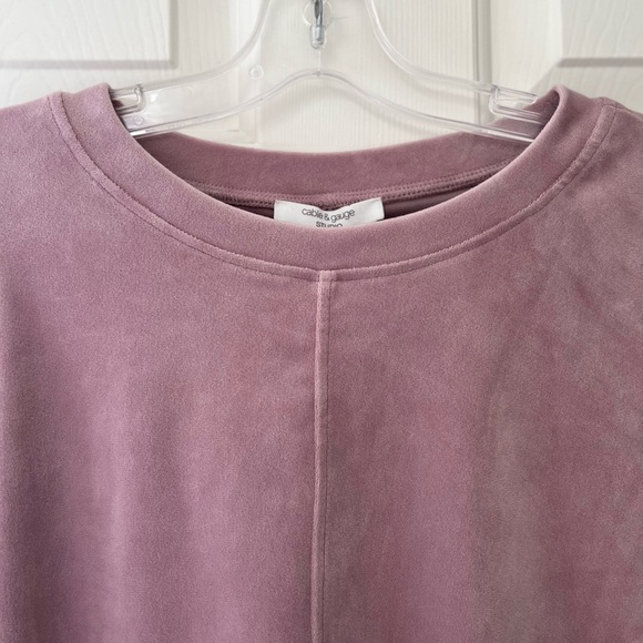 NWT Cable & Gauge Studio Dusty Mauve Velour Pullover Sweatshirt XS - Picture 3 of 13